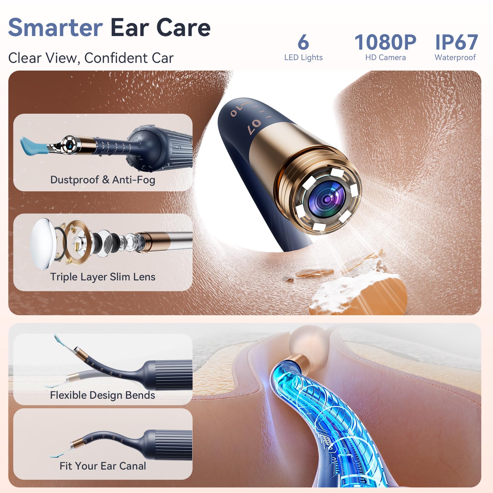 ZERONDER Ear Cleaner with Camera — 1080p Visual Ear Wax Removal Tool