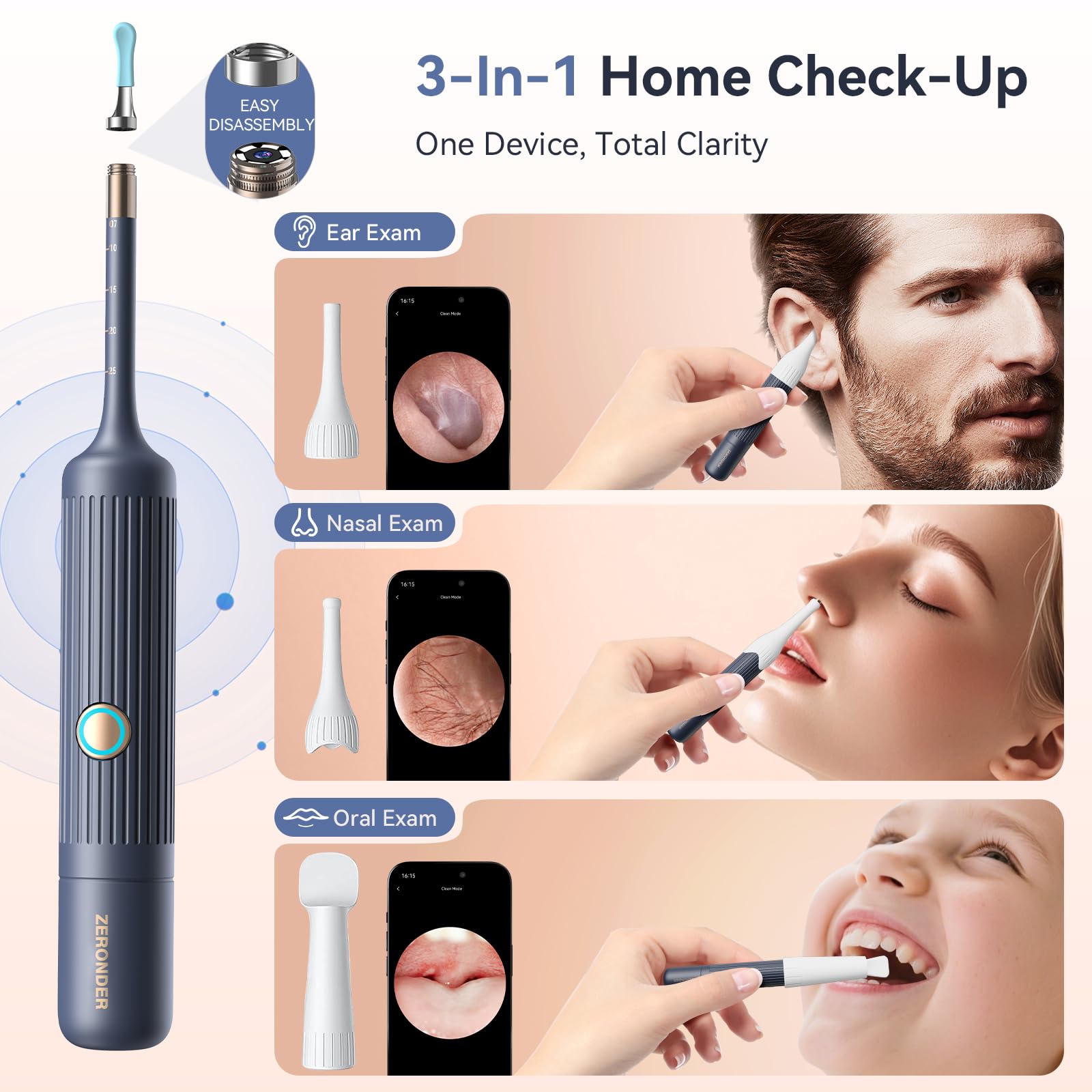 ZERONDER Ear Cleaner with Camera — 1080p Visual Ear Wax Removal Tool