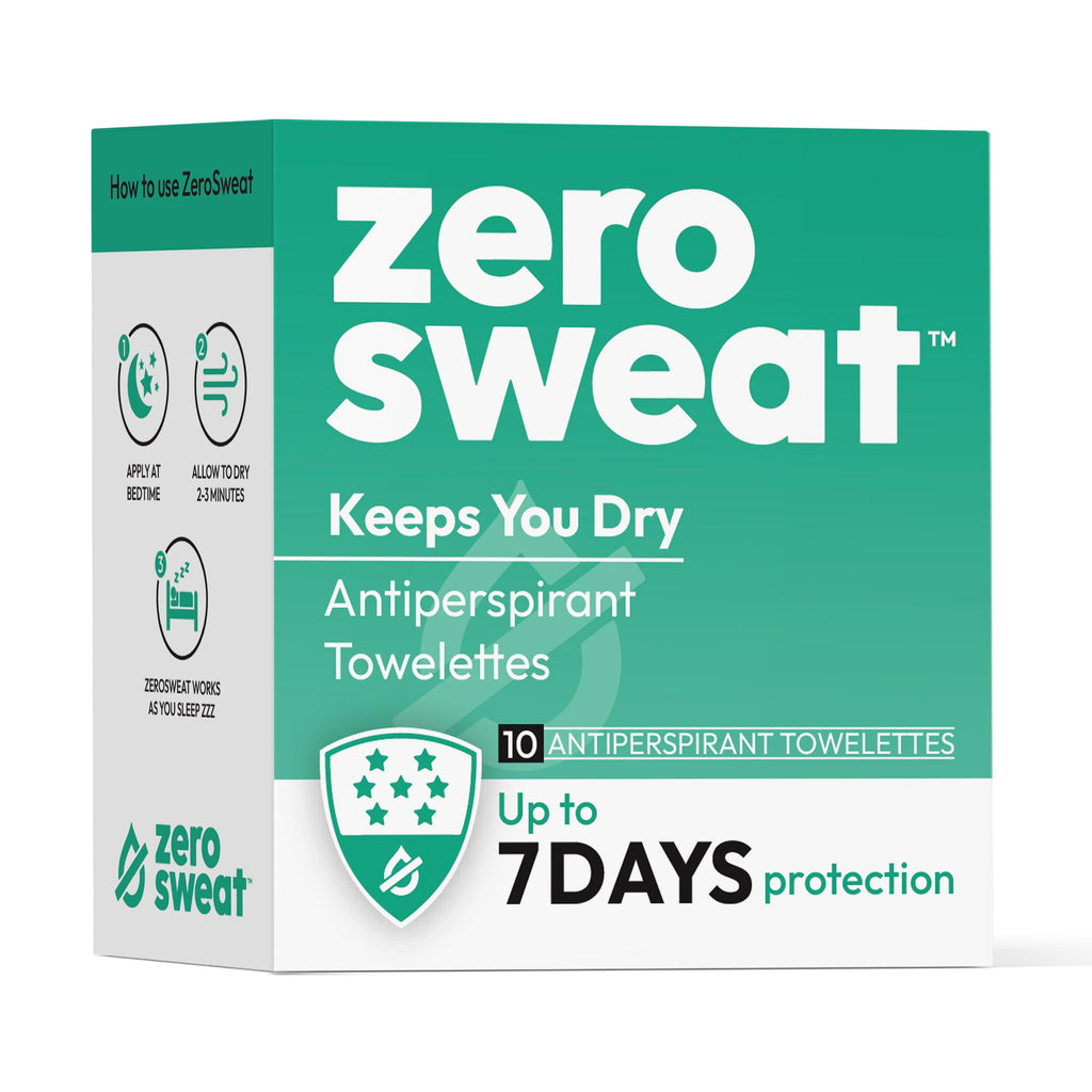 ZeroSweat Antiperspirant Wipes Deodorant | Clinical Strength Protection, 10 Wipes (New & Improved)