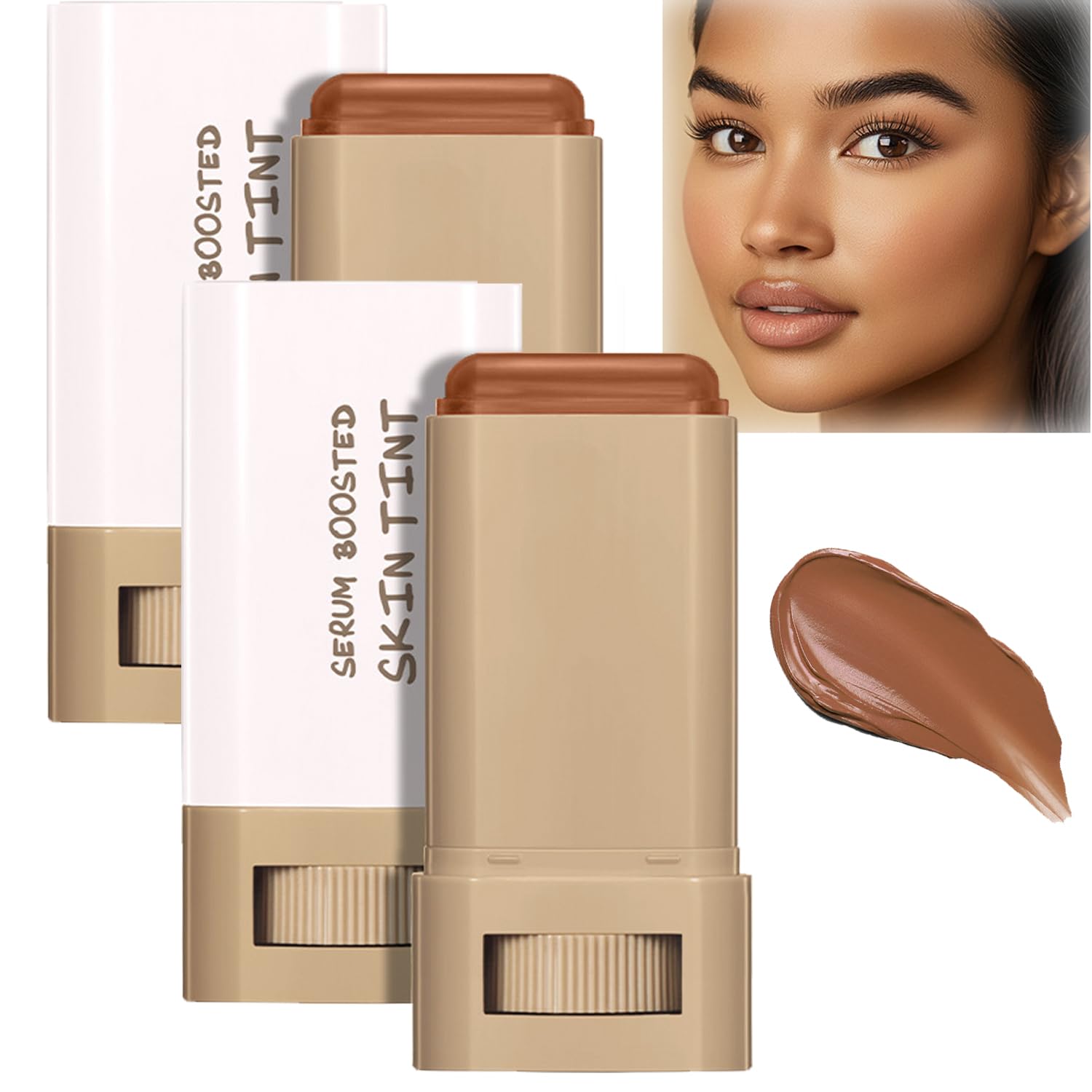 ZEXILILA 2 Pcs Foundation Stick – Serum-Infused Skin Tint & Contour, Shade #03 (0.63 oz)