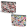 ZHAMEN 2-Pack Cute Mouse Print Makeup Bags – Linen Cosmetic Bags for Women