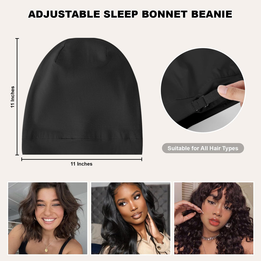 ZHENSILK 4-Piece Silk Satin-Lined Sleep Cap Bonnets – Adjustable Hair Wraps for All Hair Types