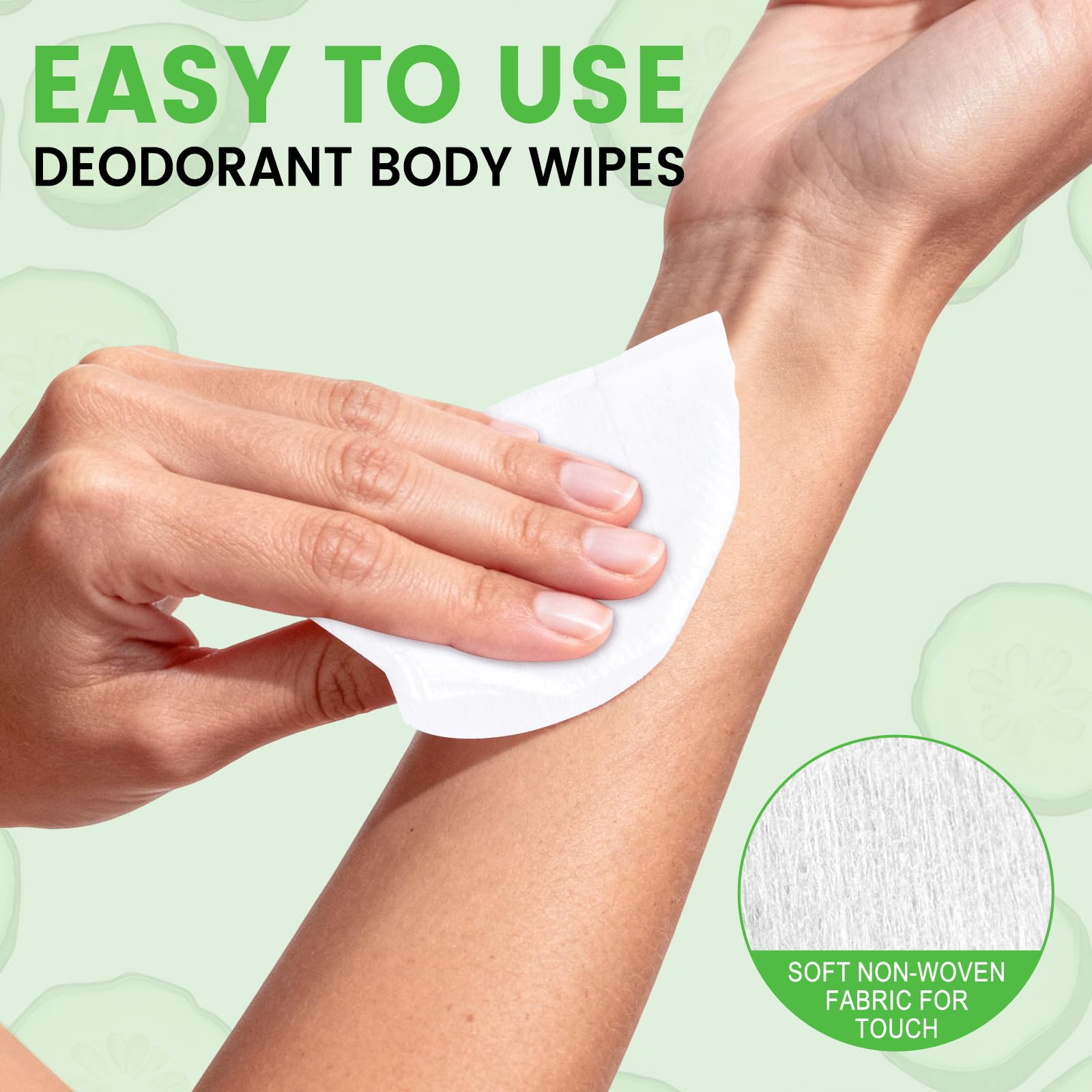 Zhjianup Travel Size Deodorant Wipes – 100 Pcs, No-Rinse, Portable