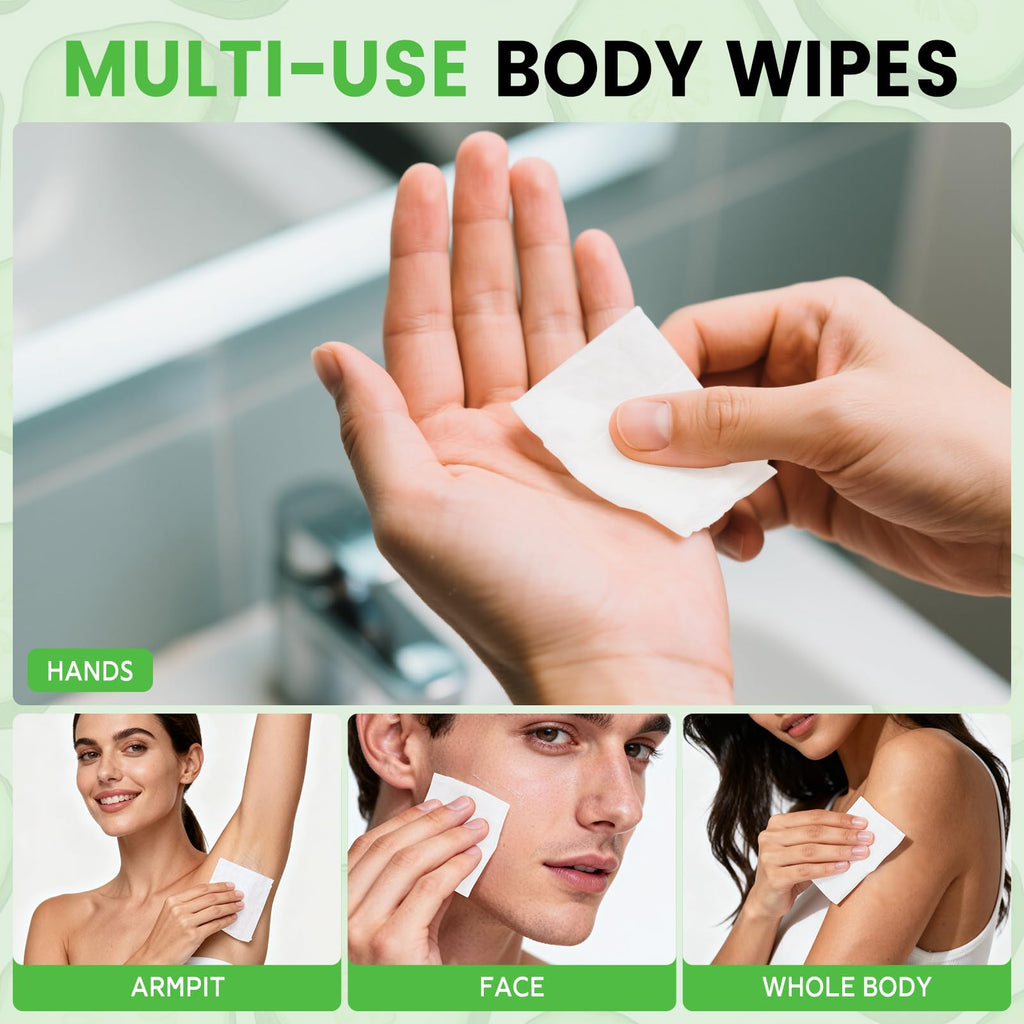 Zhjianup Travel Size Deodorant Wipes – 100 Pcs, No-Rinse, Portable