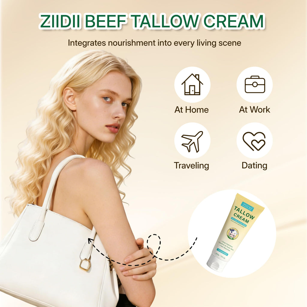 ZIIDII Beef Tallow Moisturizer – Unscented Deep Hydration for Dry Skin, 3.5oz