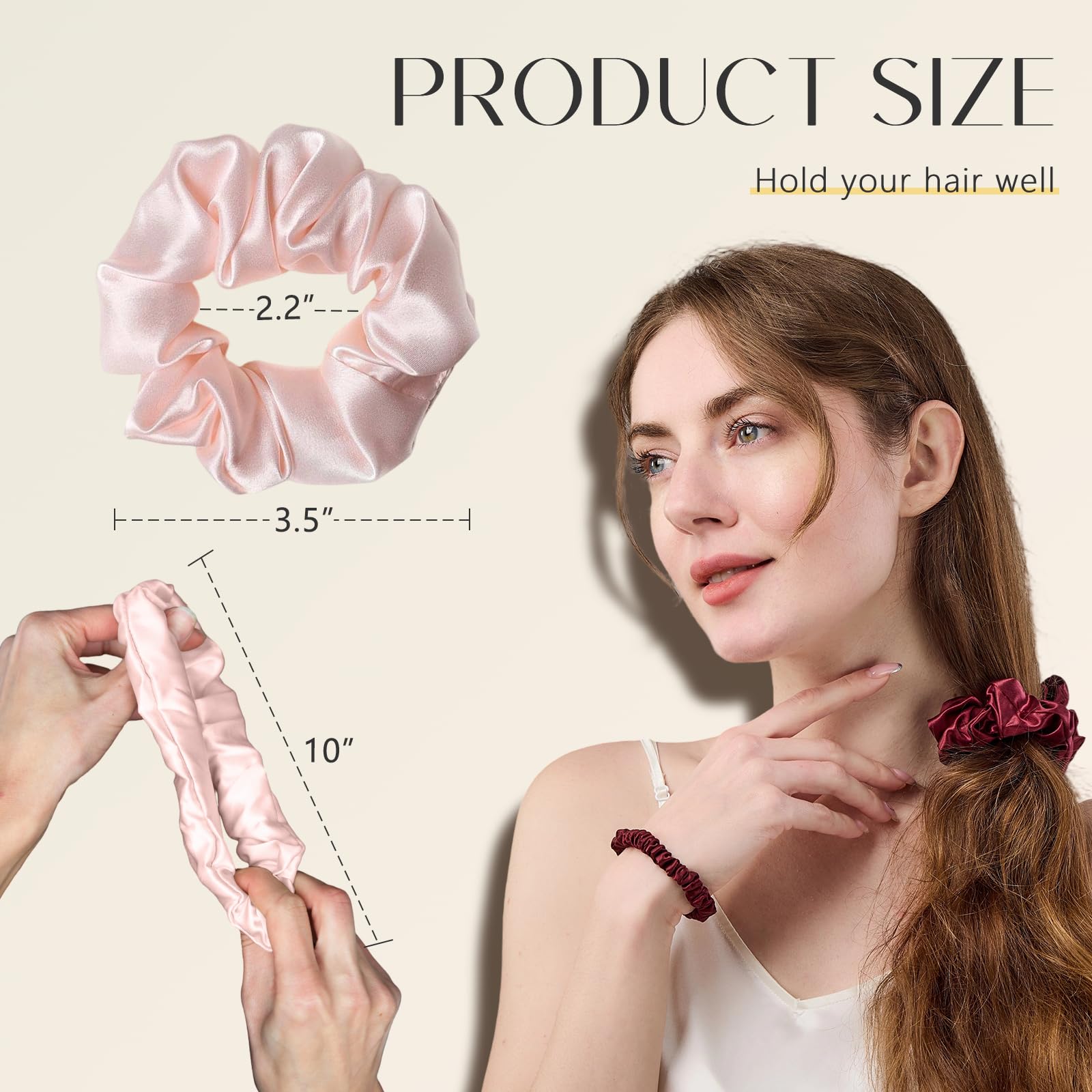 ZIMASILK 100% Mulberry Silk Hair Scrunchies – 19 Momme, Gentle No-Tug (3-Pack)