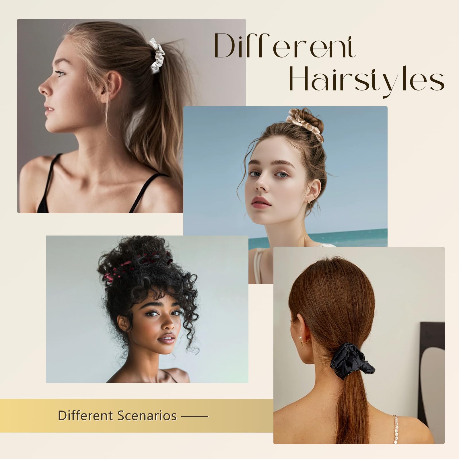 ZIMASILK 100% Mulberry Silk Hair Scrunchies – 19 Momme, Gentle No-Tug (3-Pack)