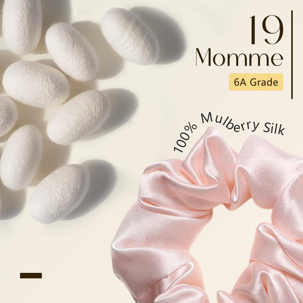 ZIMASILK 100% Mulberry Silk Hair Scrunchies – 19 Momme, Gentle No-Tug (3-Pack)