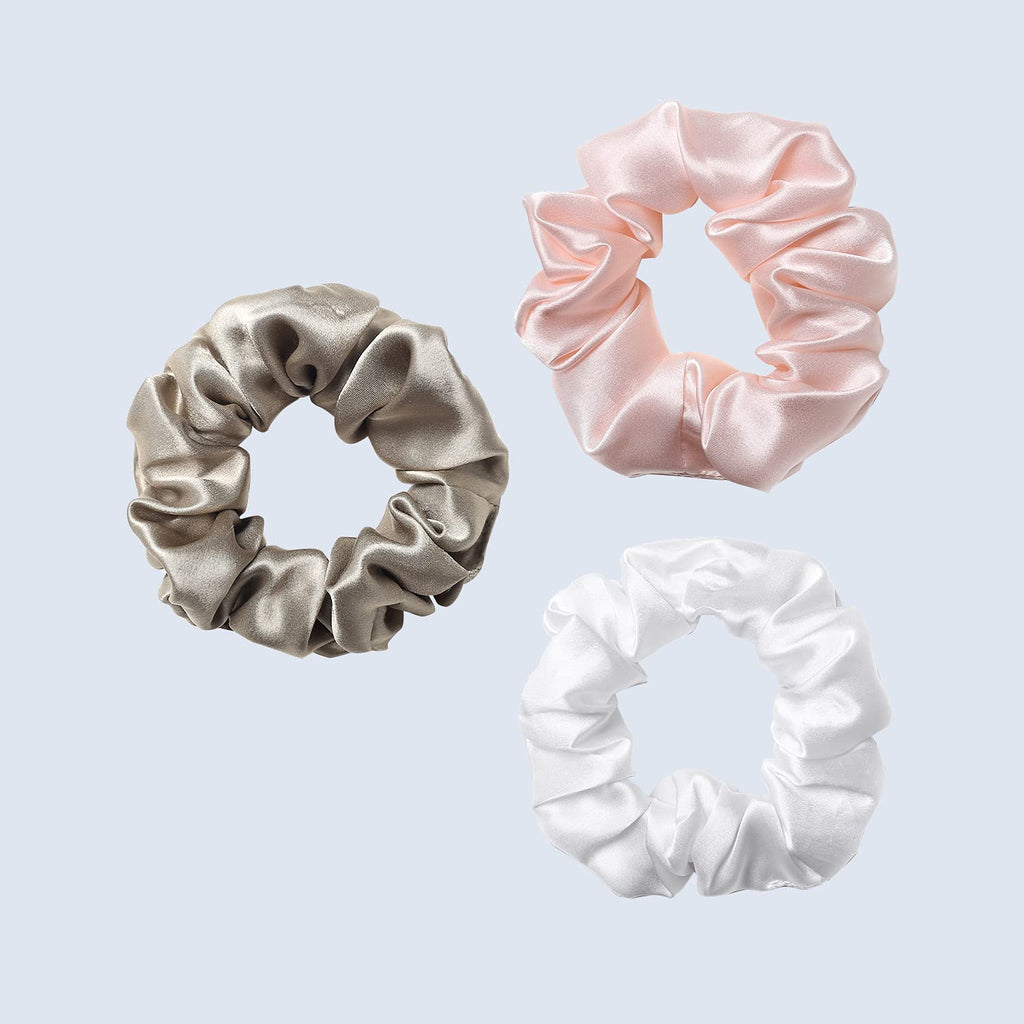 ZIMASILK 100% Mulberry Silk Hair Scrunchies – 19 Momme, Gentle No-Tug (3-Pack)