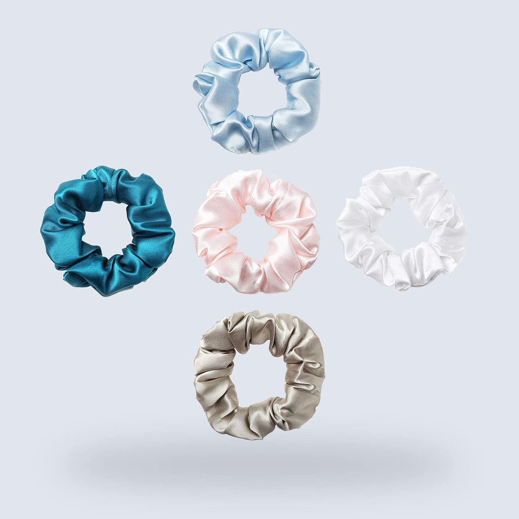 ZIMASILK 100% Mulberry Silk Hair Scrunchies — 19 Momme, No-Tug, 5-Pack