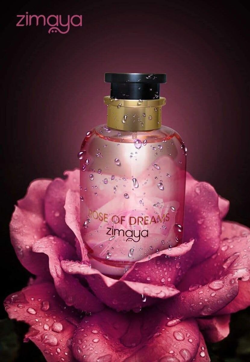 Zimaya Rose of Dreams Pour Femme Eau de Parfum, 3.4 Fl Oz – Romantic Rose, Peach & Amber Scent