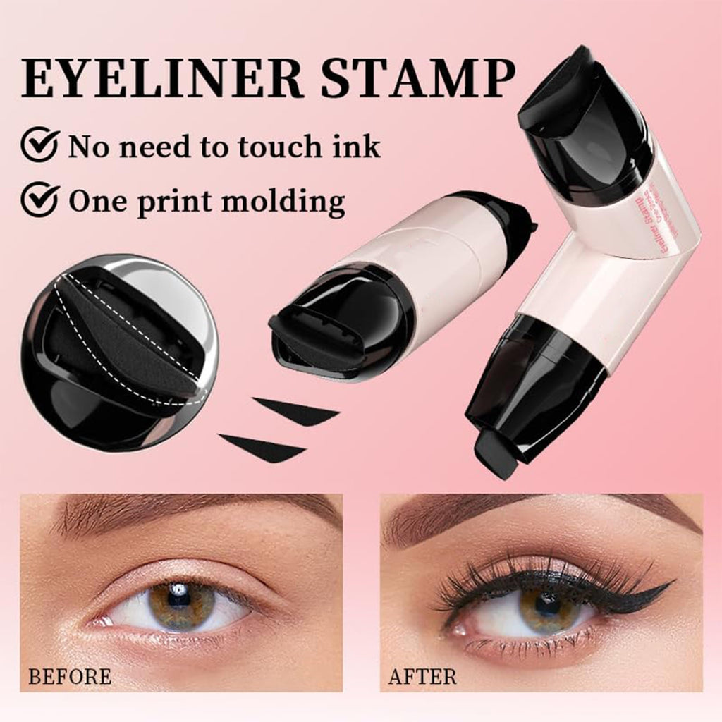 zimdun 2 Pcs Rotating Eyeliner Stamp Set – Foldable Winged Eyeliner Tool, Waterproof & Smudge-Proof (Black & Brown)