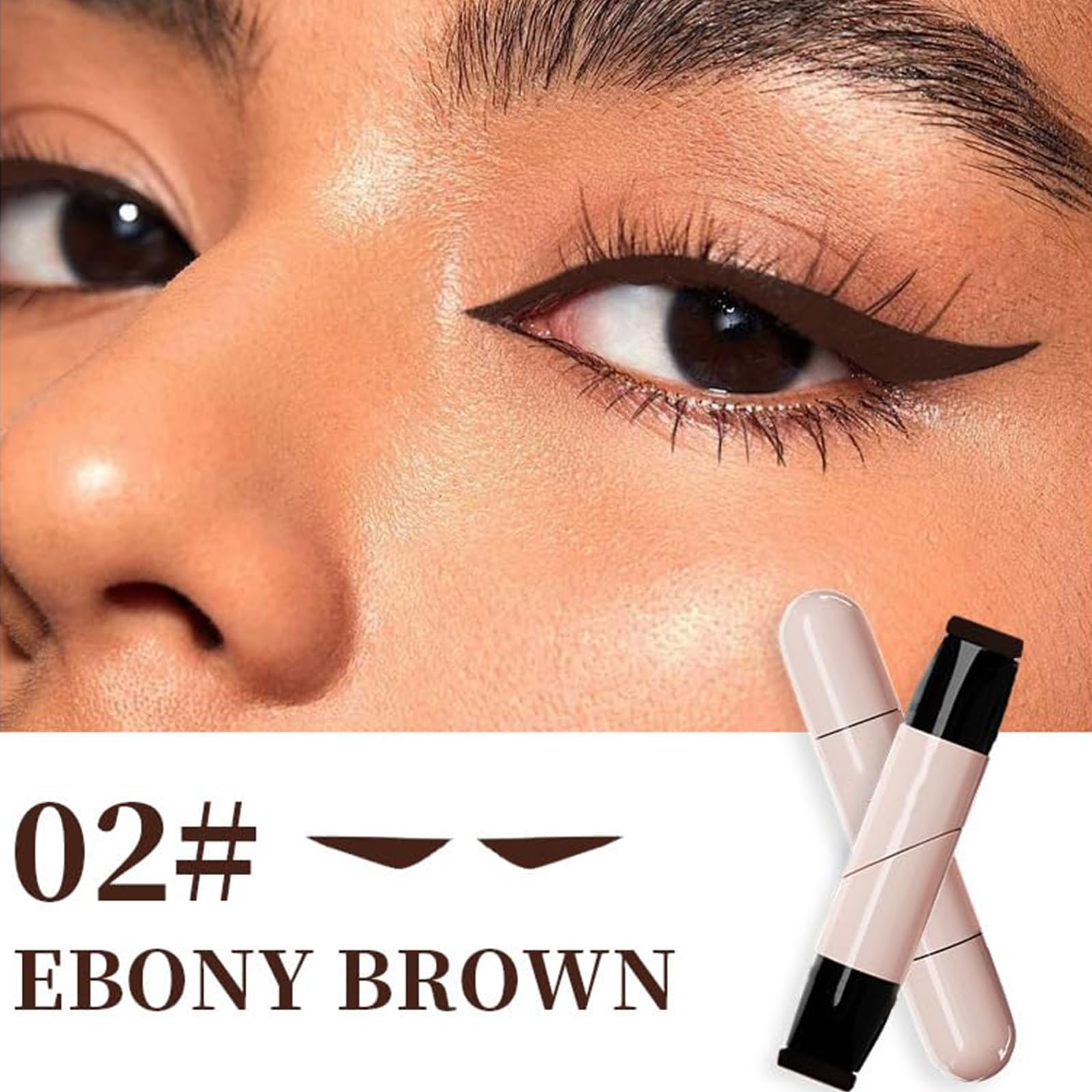 zimdun 2 Pcs Rotating Eyeliner Stamp Set – Foldable Winged Eyeliner Tool, Waterproof & Smudge-Proof (Black & Brown)