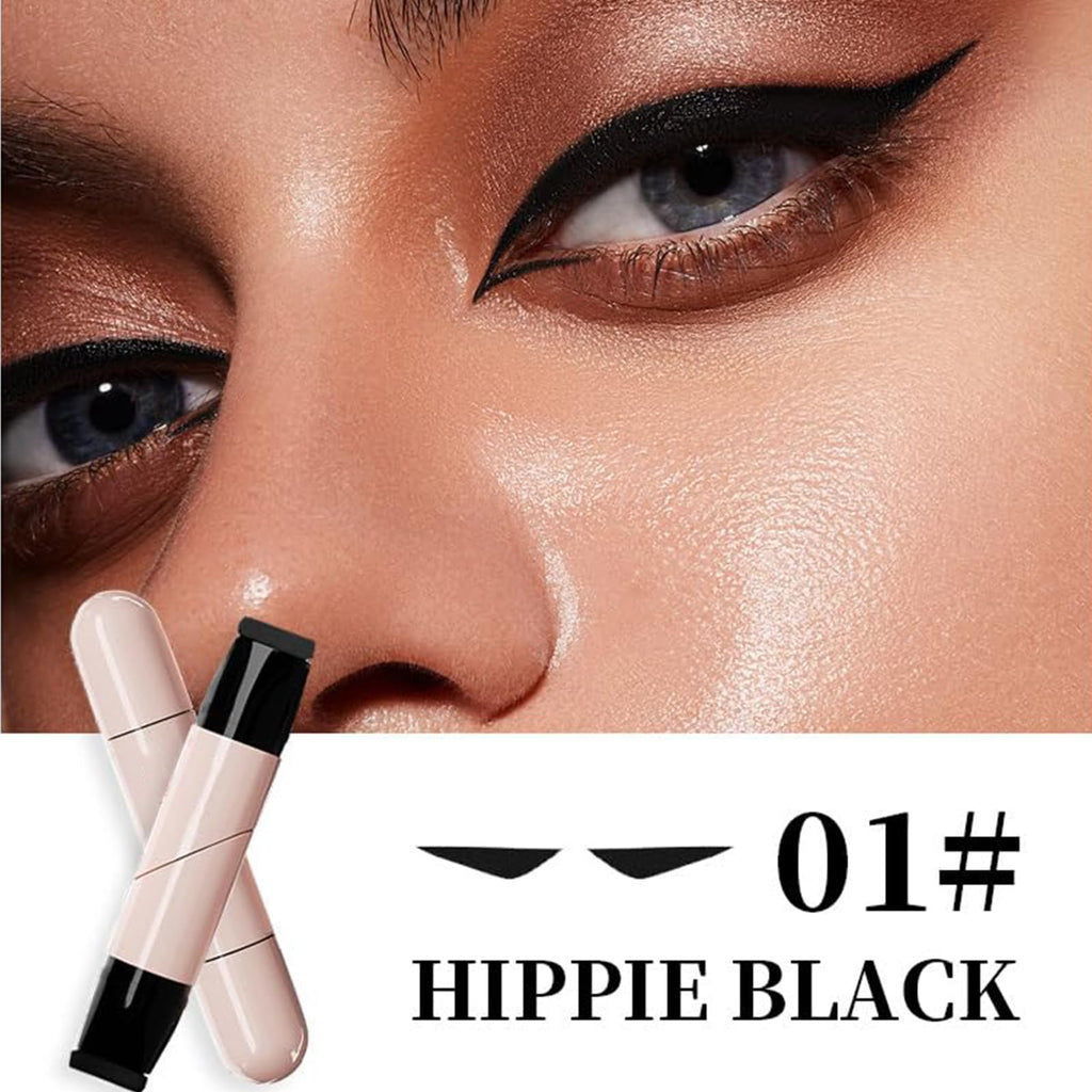zimdun 2 Pcs Rotating Eyeliner Stamp Set – Foldable Winged Eyeliner Tool, Waterproof & Smudge-Proof (Black & Brown)