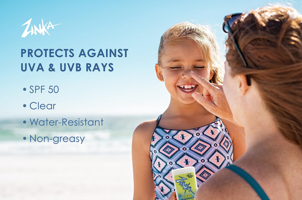 Zinka Clear Zinc Oxide Sunscreen Stick SPF 50 — Travel-Friendly, Non-Greasy & Water-Resistant