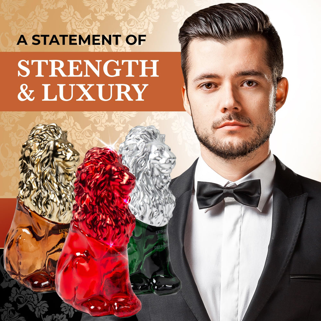 Zion’s Lion of Judah: LION OF JUDAH Travel Size Cologne Set for Men – 3x 15ml EDP in Lion-Shaped Bottle