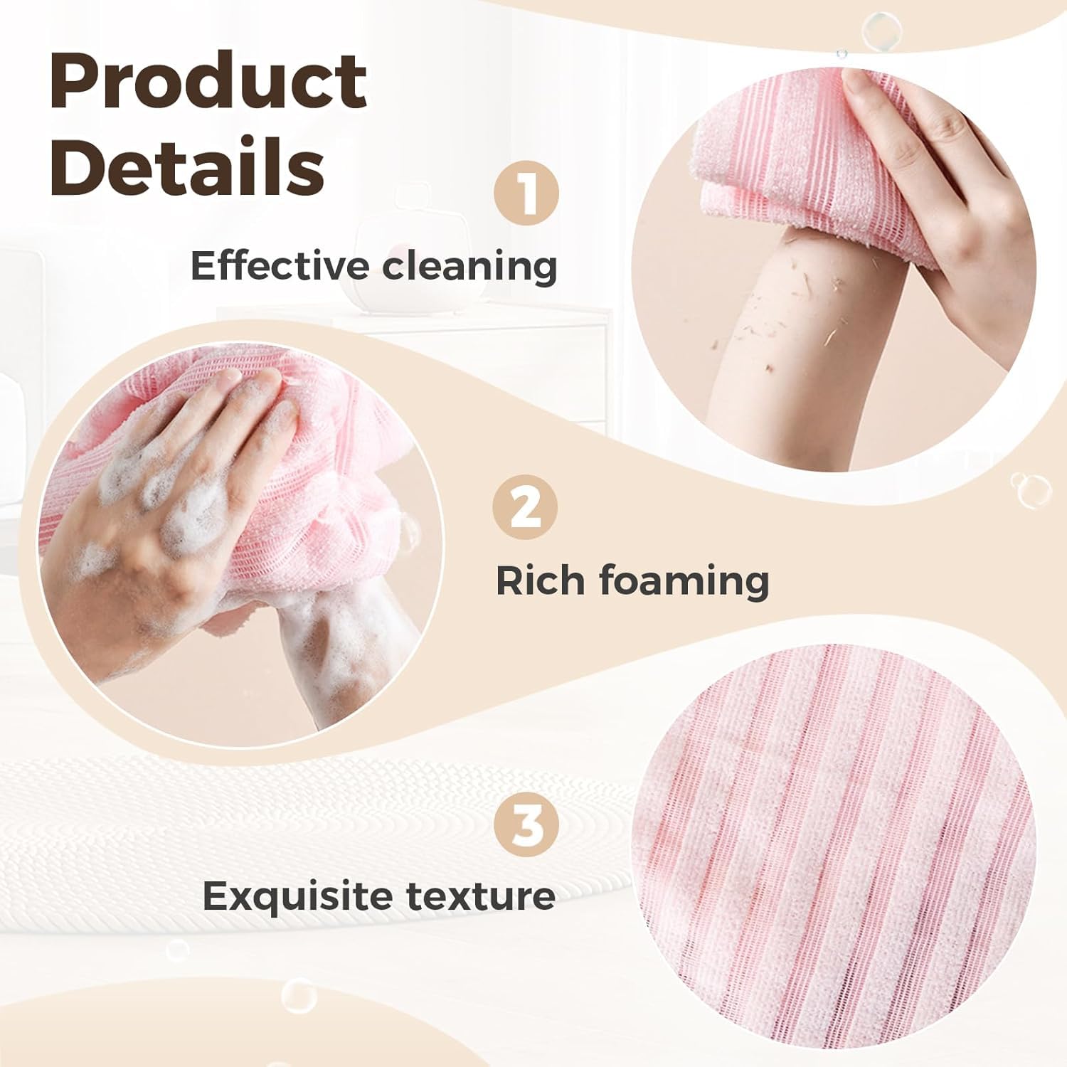ZIVWAGX Exfoliating Shower Towel – 2-in-1 Body & Face Scrub, Dual-Sided, Black