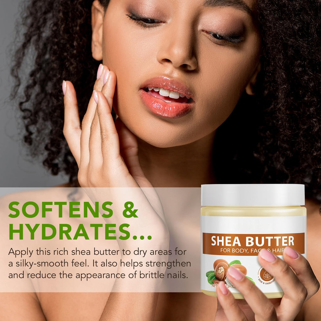 ZIXAOK Organic Raw Shea Butter – 100% Pure & Unrefined, 7.8 oz, Deep Moisture for Skin, Hair & Lips