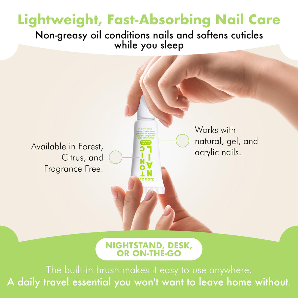 Zizia Botanicals Citrus Nail Tonic – Travel-Size Nail & Cuticle Oil with Squalane, Rice Protein & Jojoba | Mandarin, Grapefruit & Bergamot Scent | Vegan & Cruelty-Free 0.33 fl oz