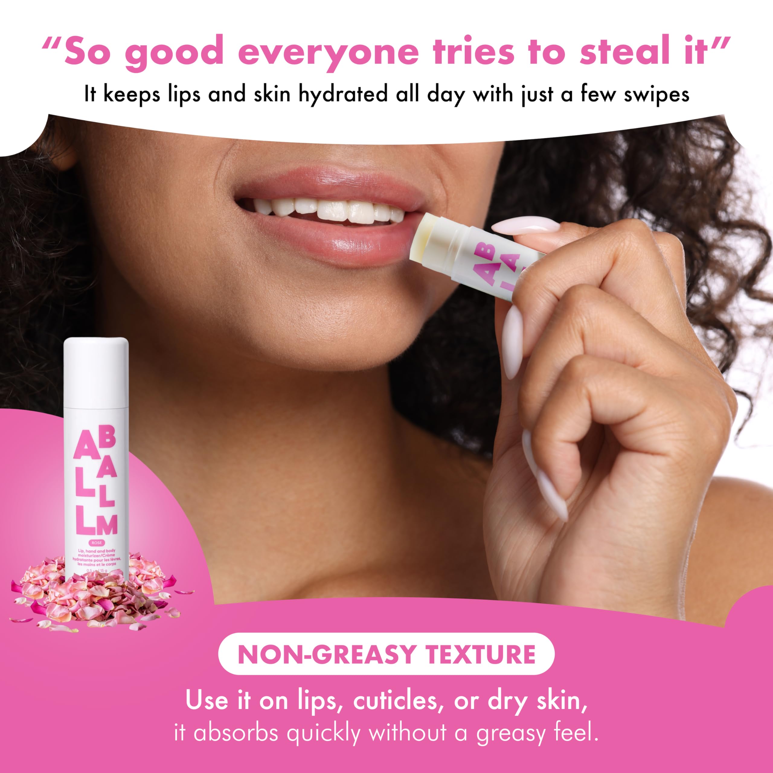 Zizia Rose Multi All Balm Stick – Moisturizing Lip, Hand & Body Balm with Shea Butter & Jojoba Oil