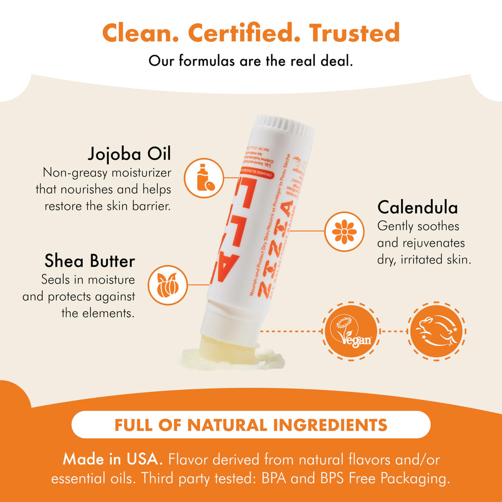 Zizia Botanicals Orange Blossom Neroli Multi Balm Stick – Hydrating Lip, Hand & Body Moisturizer 0.5 oz