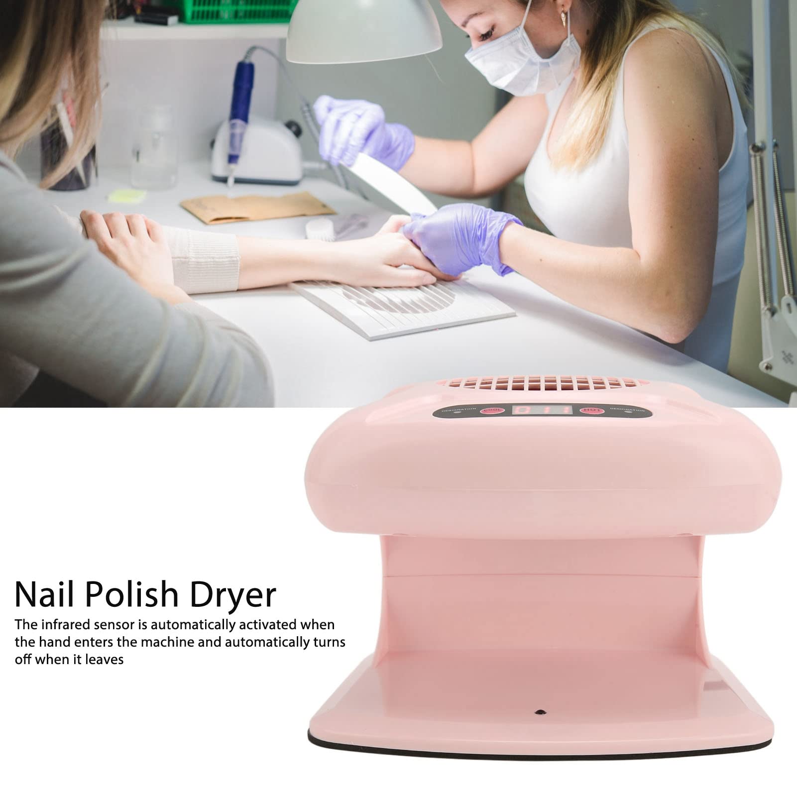 ZJchao Air Nail Dryer 300W - 2-in-1 Induction Cold/Hot Air for Home & Salon