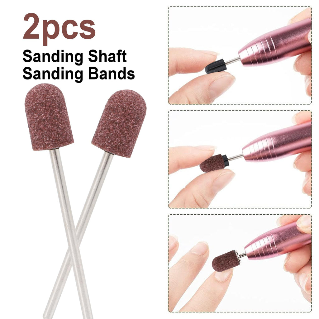 ZJchao 50pcs 180-Grit Sanding Bands for Nail Drill — 2 Shafts & Nail Drill Accessories