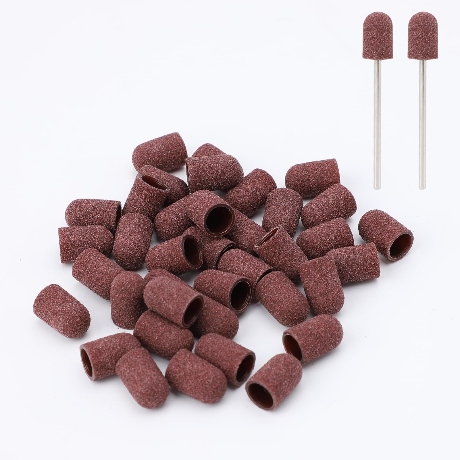 ZJchao 50pcs 180-Grit Sanding Bands for Nail Drill — 2 Shafts & Nail Drill Accessories