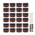 zmybcpack 24 Pack 3.3 oz Amber PET Jars with Black Lids, 12 Spatulas, Pen & Labels – Cosmetic Storage & Travel Jars