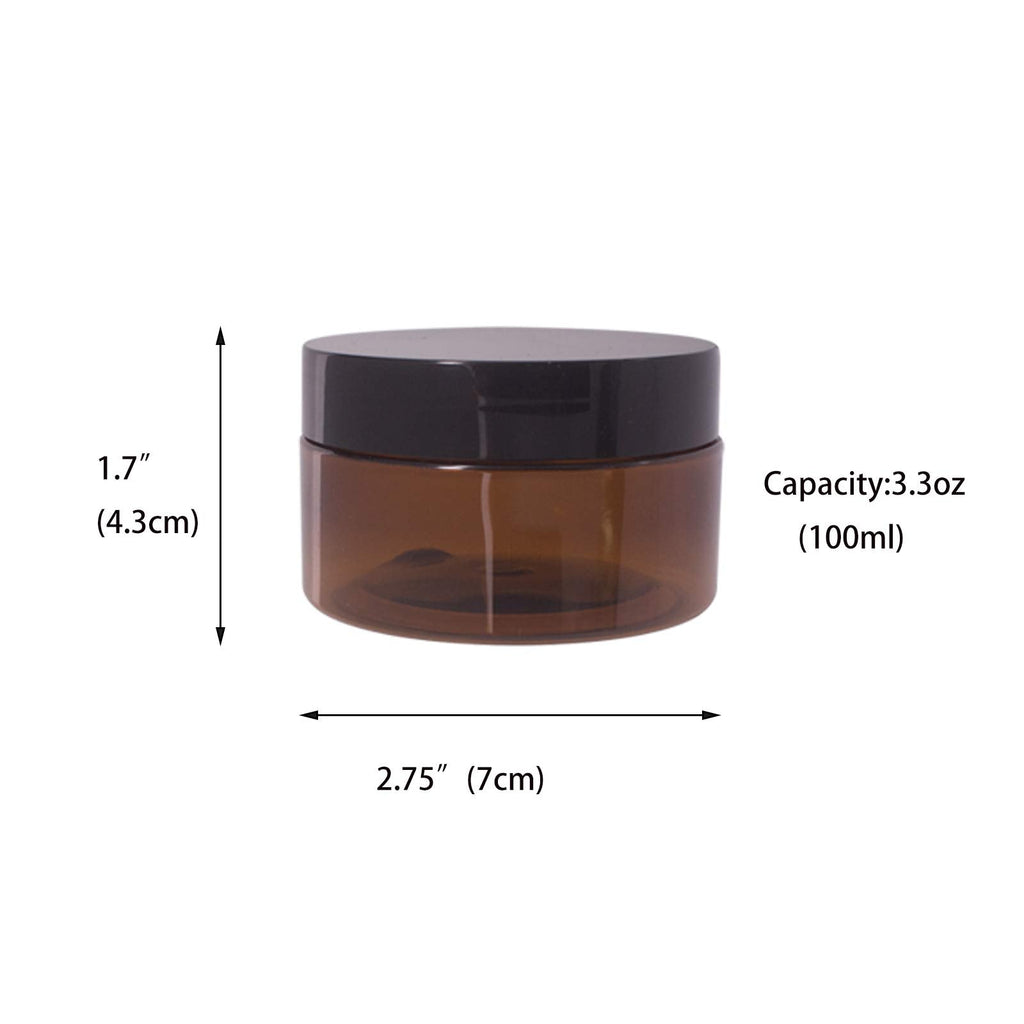 zmybcpack 24 Pack 3.3 oz Amber PET Jars with Black Lids, 12 Spatulas, Pen & Labels – Cosmetic Storage & Travel Jars