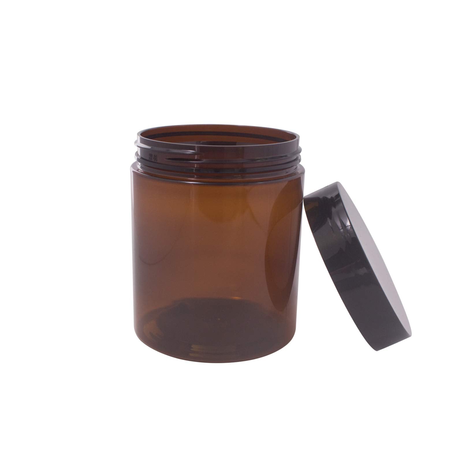 zmybcpack 12 Pack 8 oz Amber PET Jars with Black Lids, 6 Spatulas, Pen & Labels