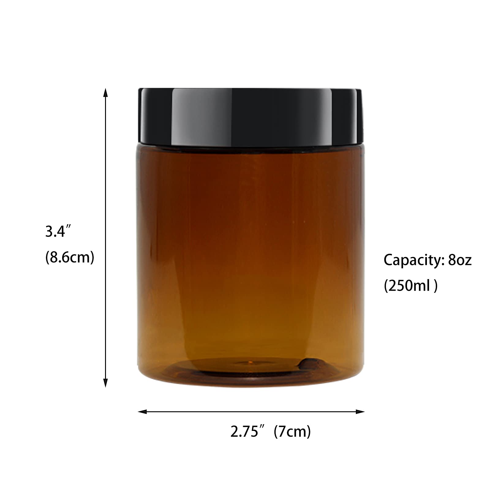 zmybcpack 12 Pack 8 oz Amber PET Jars with Black Lids, 6 Spatulas, Pen & Labels