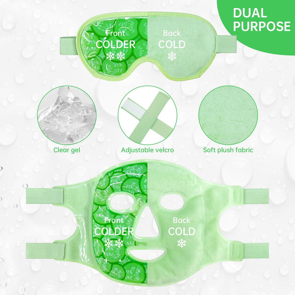 ZNOCUETOD Face Eye Mask Ice Pack – Cucumber Green for Puffiness & Dark Circles
