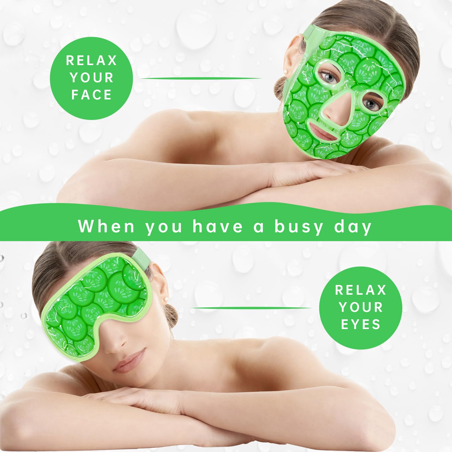 ZNOCUETOD Face Eye Mask Ice Pack – Cucumber Green for Puffiness & Dark Circles