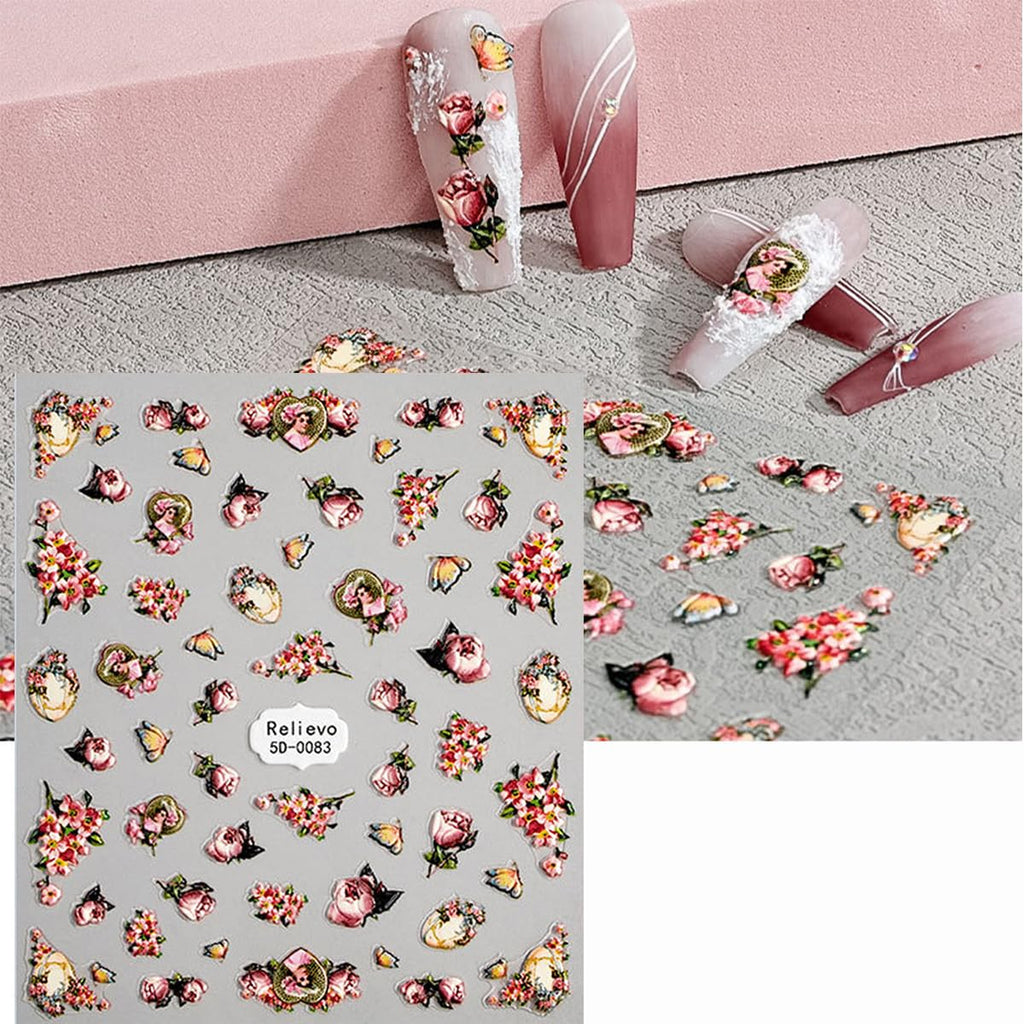 Zoance Embossed Angel Nail Stickers – 5D Stereoscopic Nail Art Decals