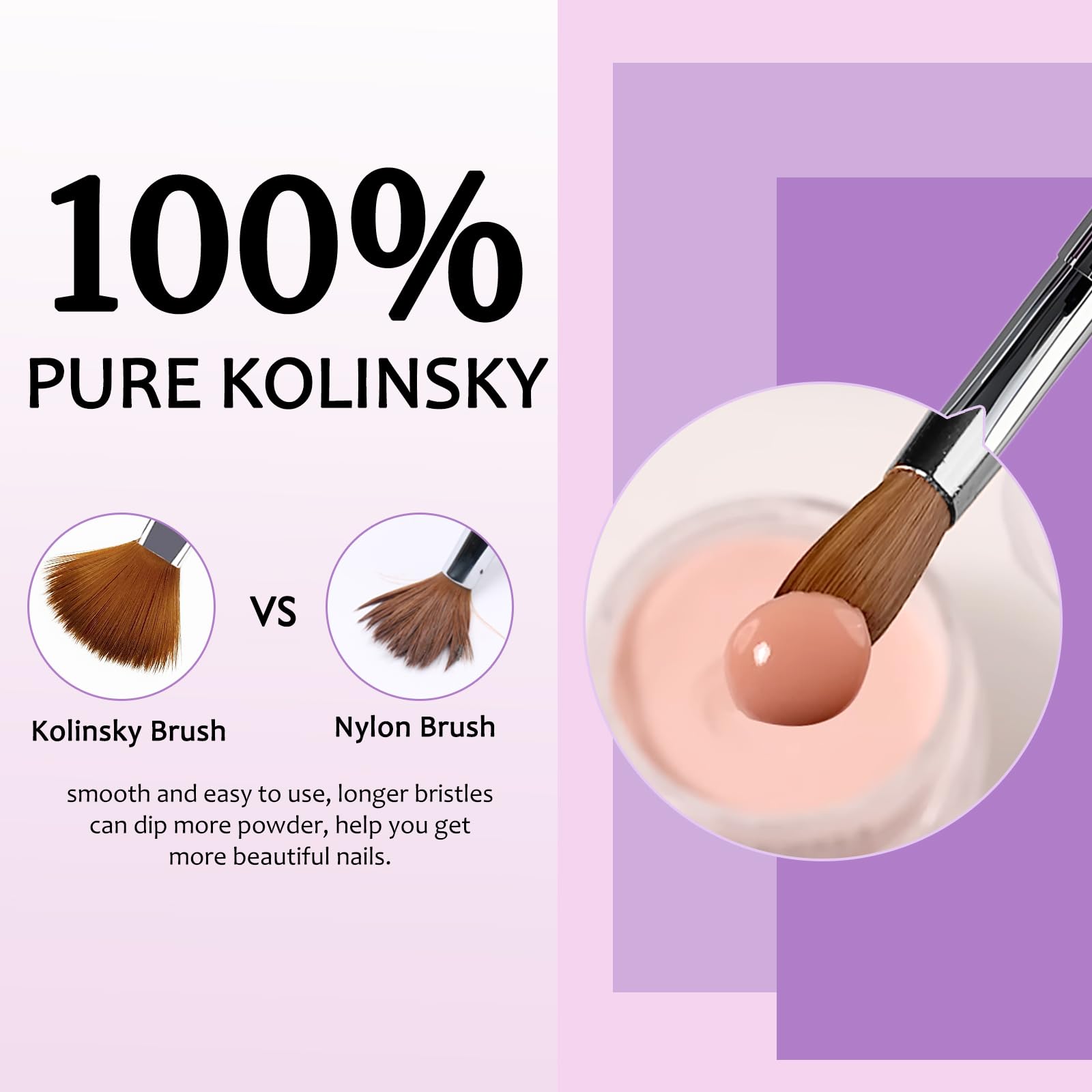 ZoCCee Acrylic Nail Brush – 100% Kolinsky Sable Hair, Salon-Grade #8