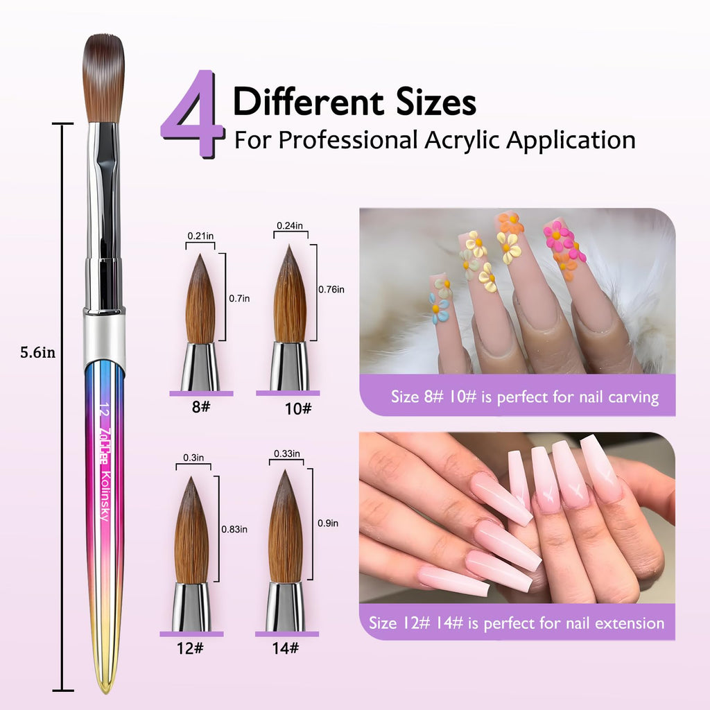 ZoCCee Acrylic Nail Brush – 100% Kolinsky Sable Hair, Salon-Grade #8