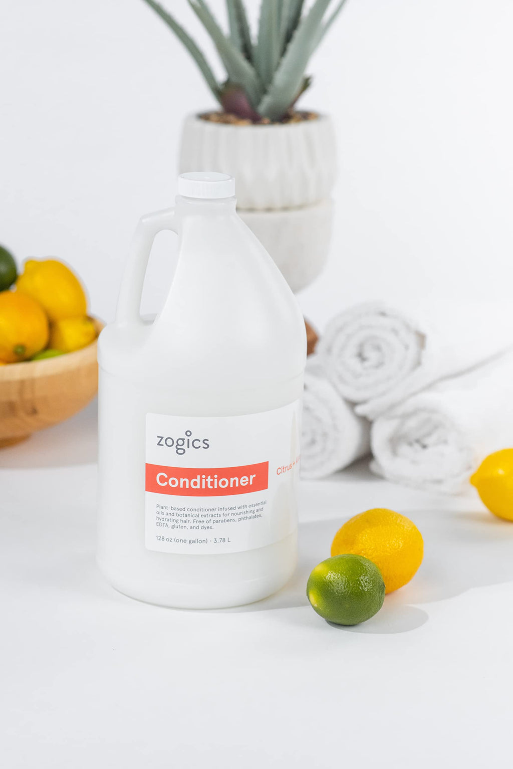 Zogics Citrus Aloe Scented Conditioner – 4-Gallon Bulk Case for Gyms, Spas & Homes