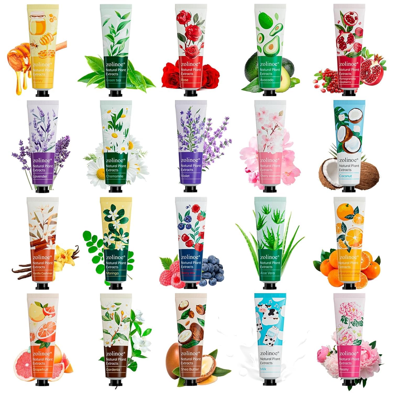 Zolinoe 20-Pack Hand Cream Set – Travel Size, Fragrance Variety, Gift-Ready
