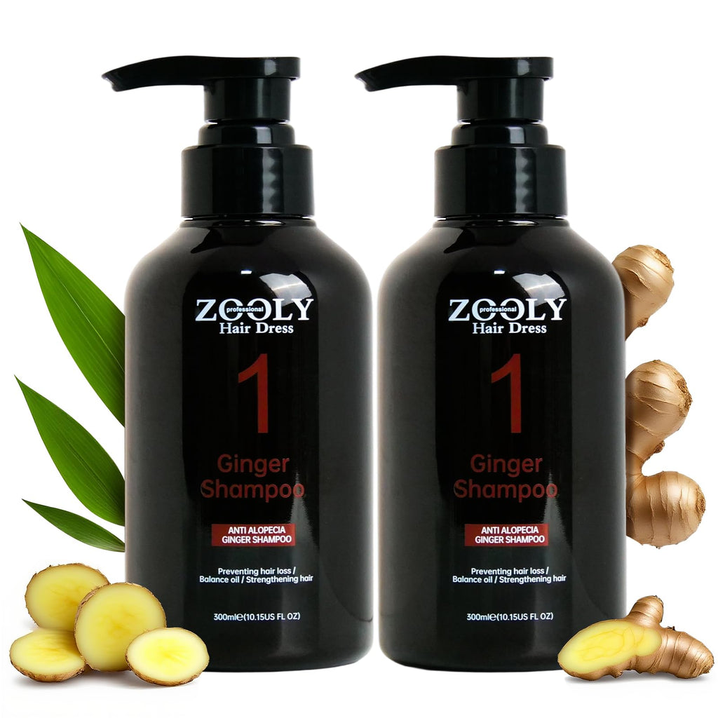 ZOOLY PROFESSIONAL Ginger Shampoo 10.15 Fl Oz (Pack of 2) – Anti-Hair-Loss & Nourishing Root Care