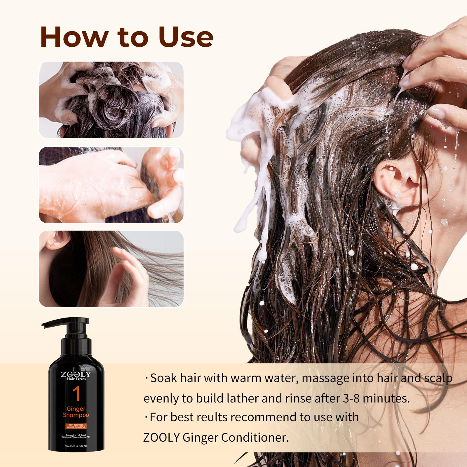 ZOOLY PROFESSIONAL Ginger Shampoo 10.15 Fl Oz (Pack of 2) – Anti-Hair-Loss & Nourishing Root Care