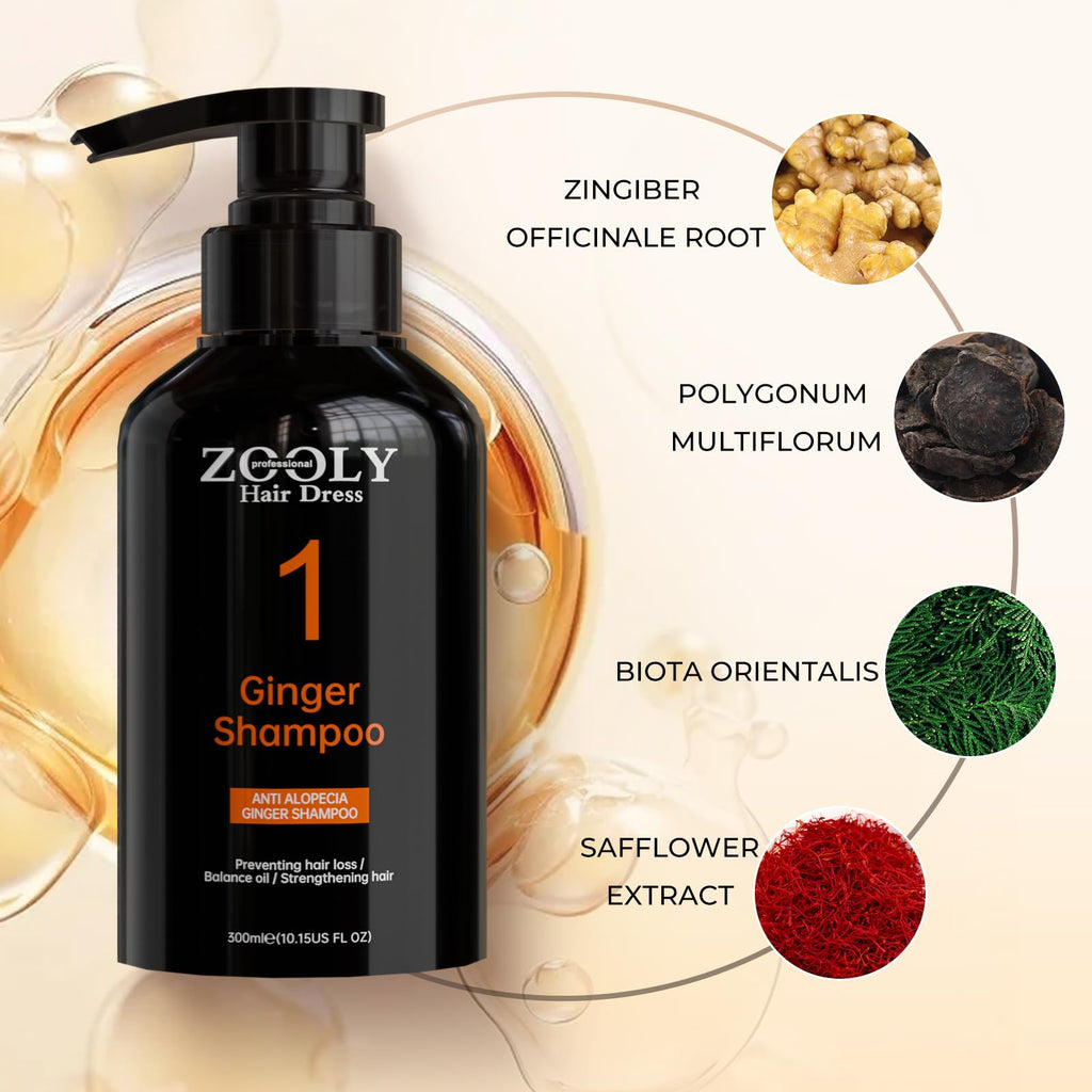 ZOOLY PROFESSIONAL Ginger Shampoo 10.15 Fl Oz (Pack of 2) – Anti-Hair-Loss & Nourishing Root Care