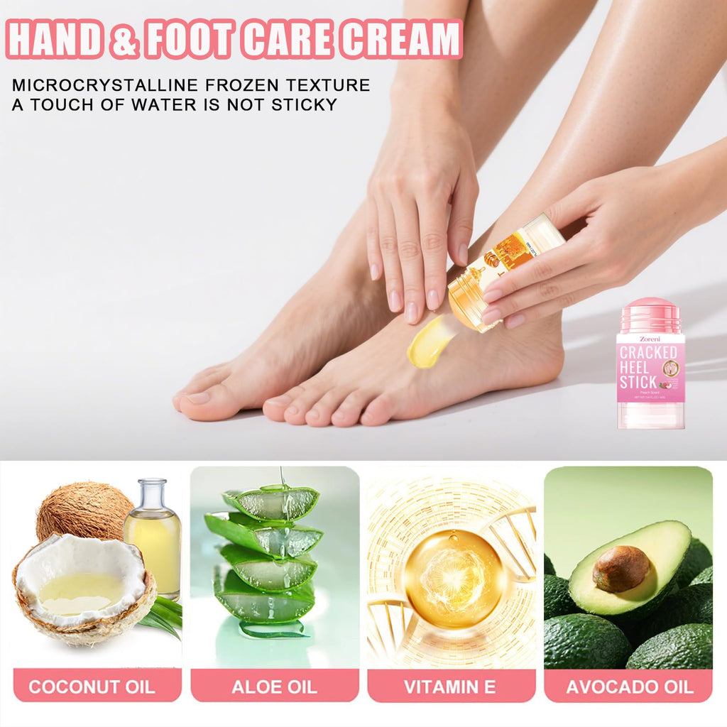 Zoreni 2-Piece Hydrating Foot Cream & Cracked Heel Stick – Dry Feet for Women & Men
