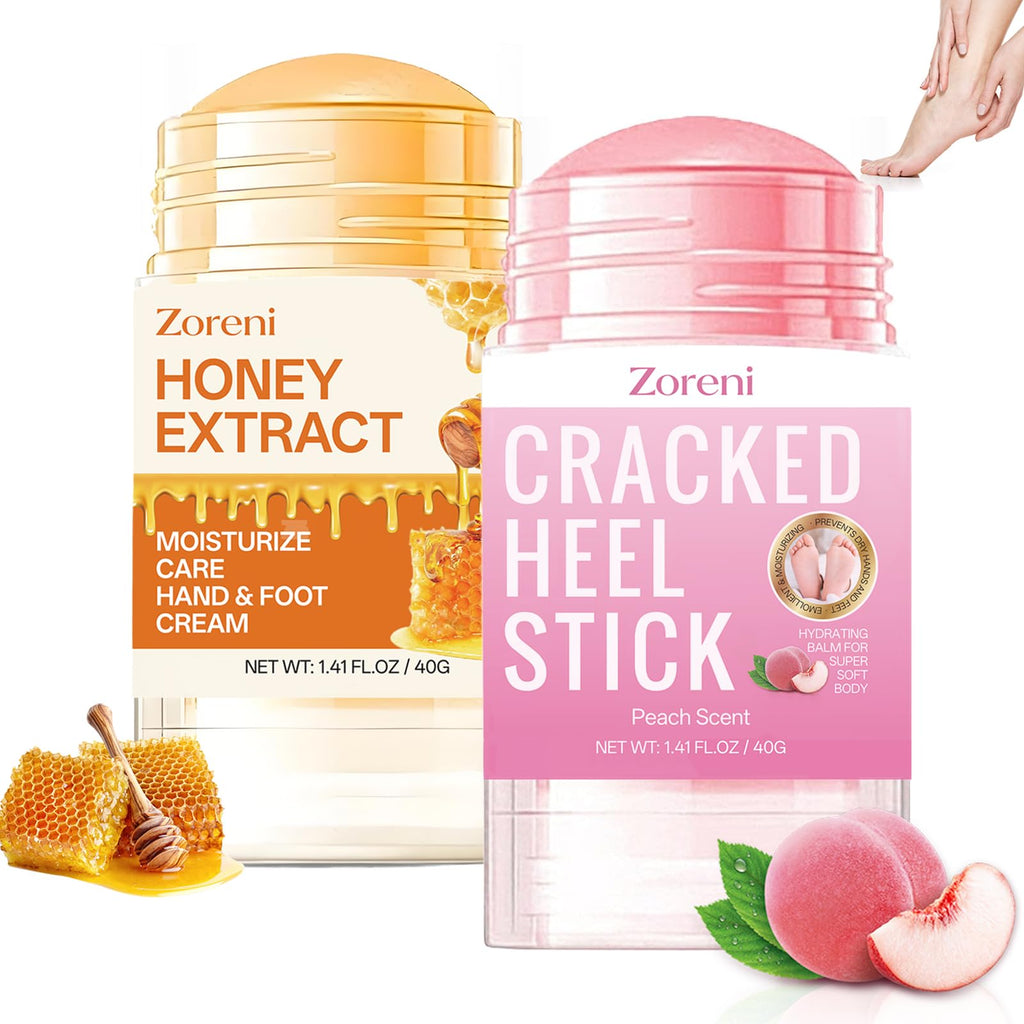 Zoreni 2-Piece Hydrating Foot Cream & Cracked Heel Stick – Dry Feet for Women & Men