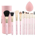 Z'OREYA 12-Piece Pink Makeup Brush Set – Travel Case, Vegan Synthetic Brushes