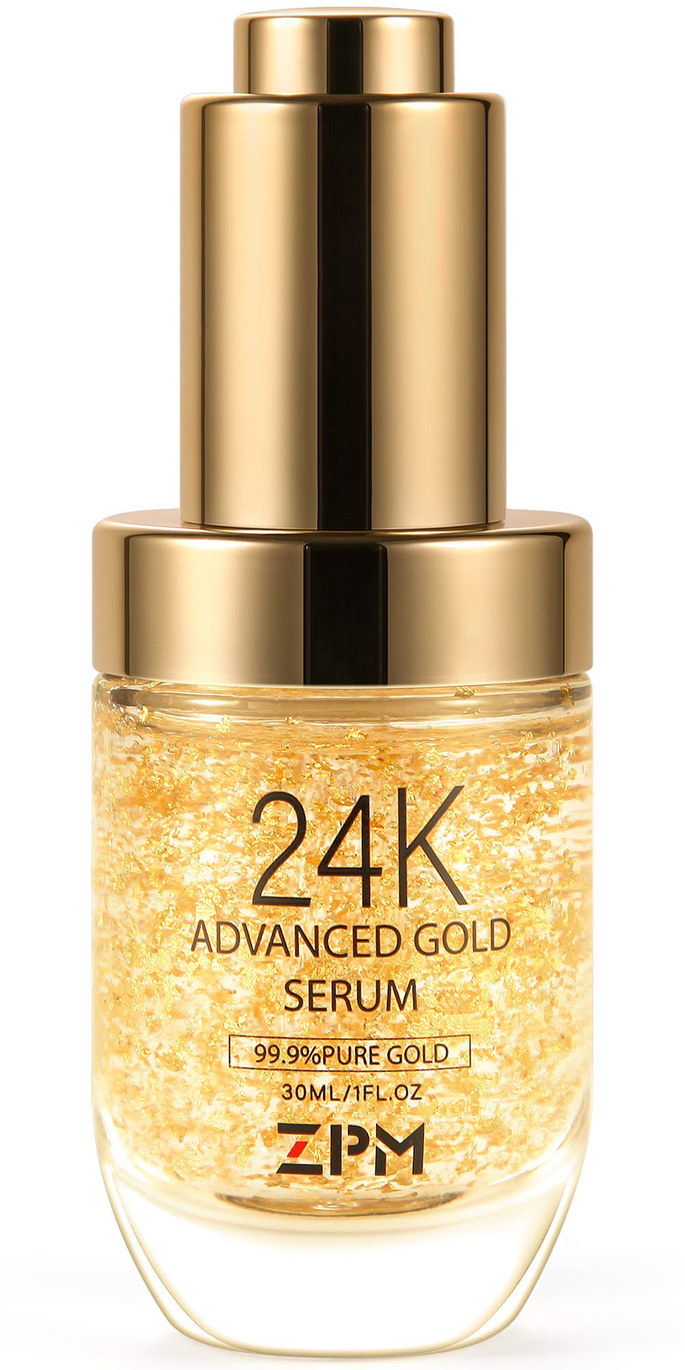 ZPM 24K Gold Anti Aging Serum with Vitamin C & Hyaluronic Acid – Day & Night Hydration (1 oz)