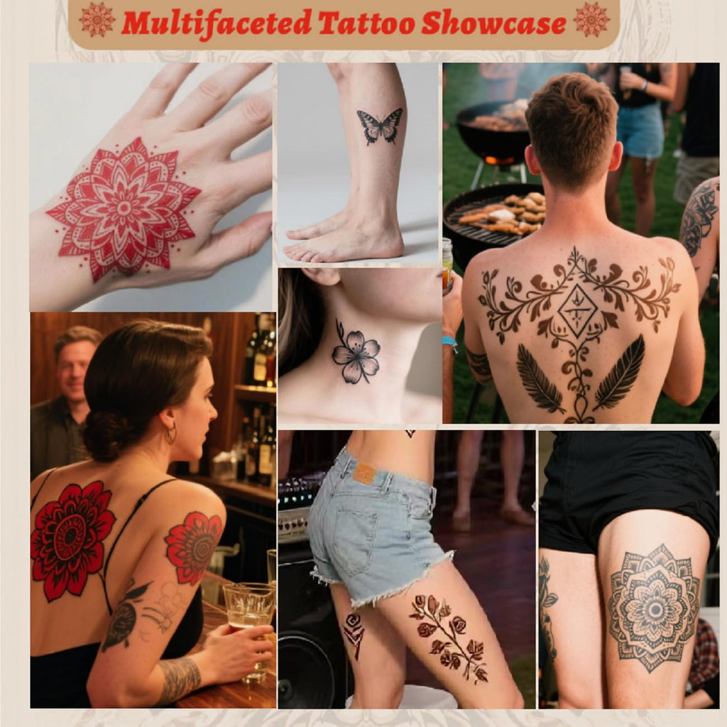 ZPTYCHZ Temporary Tattoo Kit – 6 Pcs Cones, 4 Inks, Stencils & Gloves
