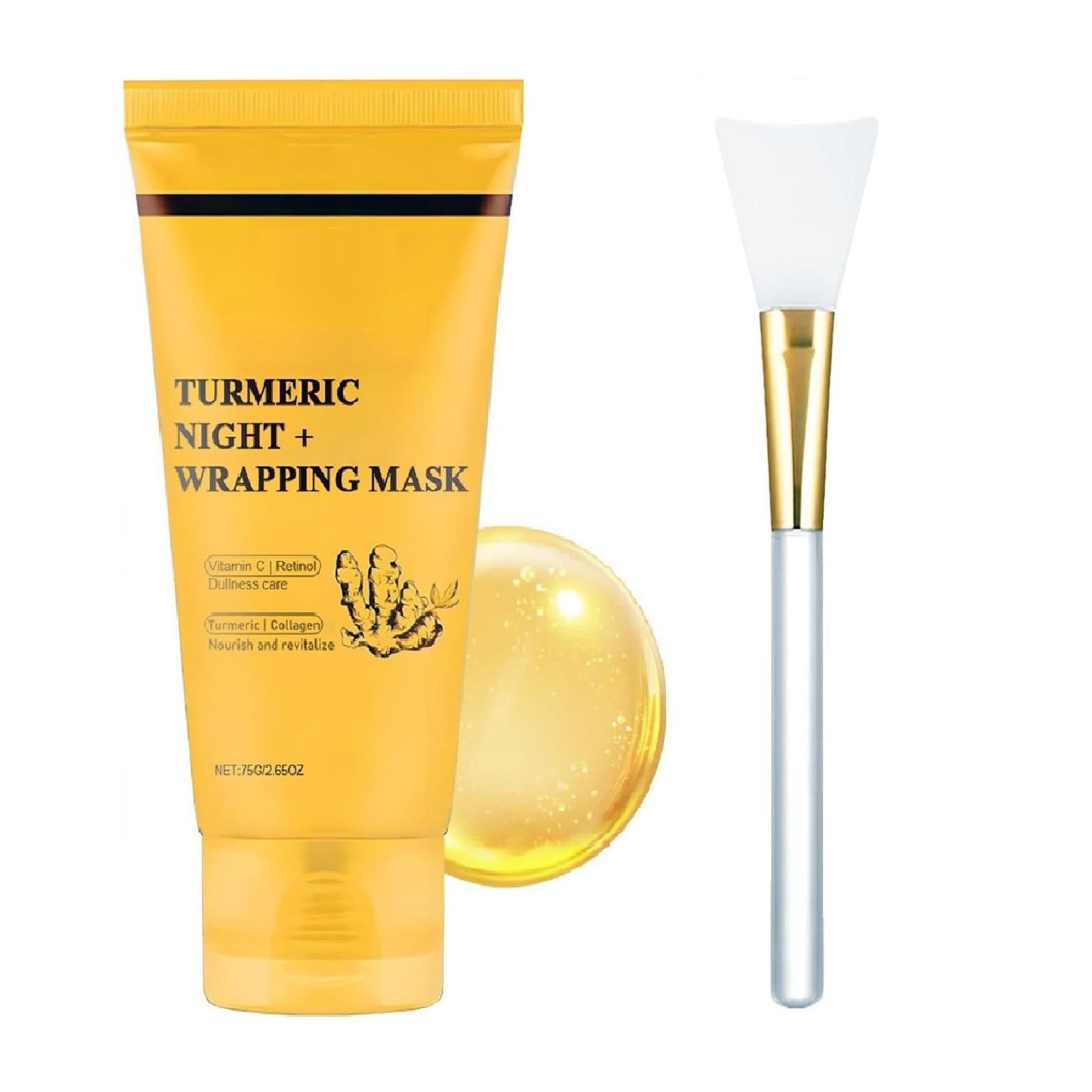 ZTSGU Turmeric Kojic Acid Overnight Mask – Deep Nourish & Firming Peel-Off Sleeping Mask (1 Pack with Brush)