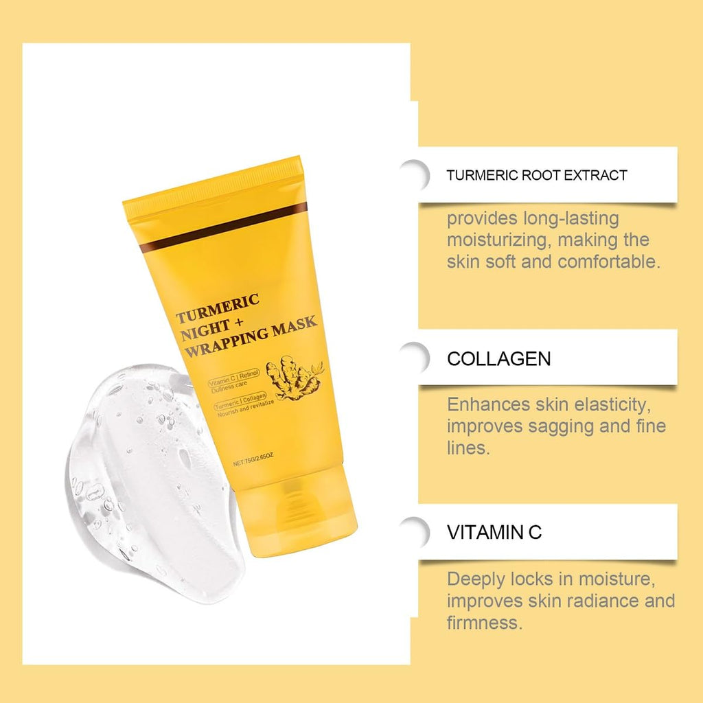 ZTSGU Turmeric Kojic Acid Overnight Mask – Deep Nourish & Firming Peel-Off Sleeping Mask (1 Pack with Brush)
