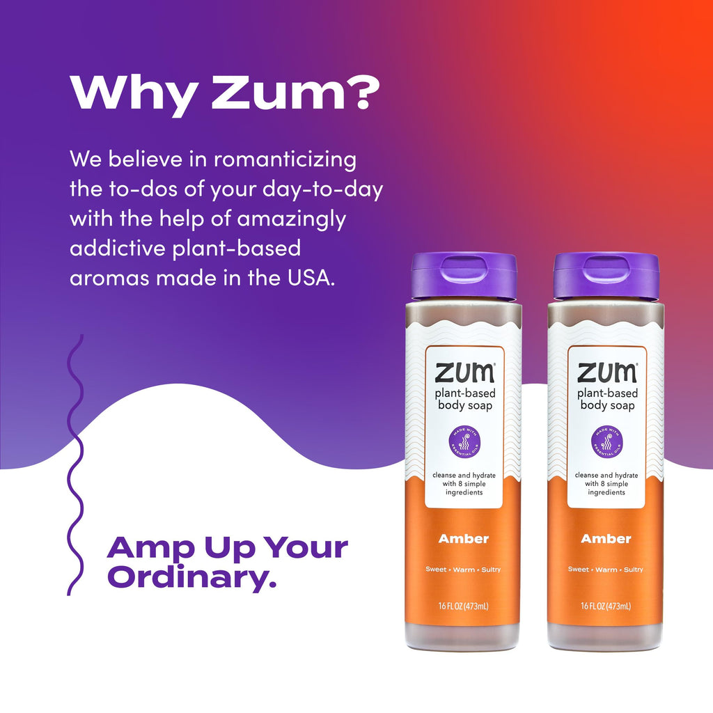 Zum Body Soap Amber – 16 fl oz (2 Pack) | Deep Clean & Plant-Based Nourishment